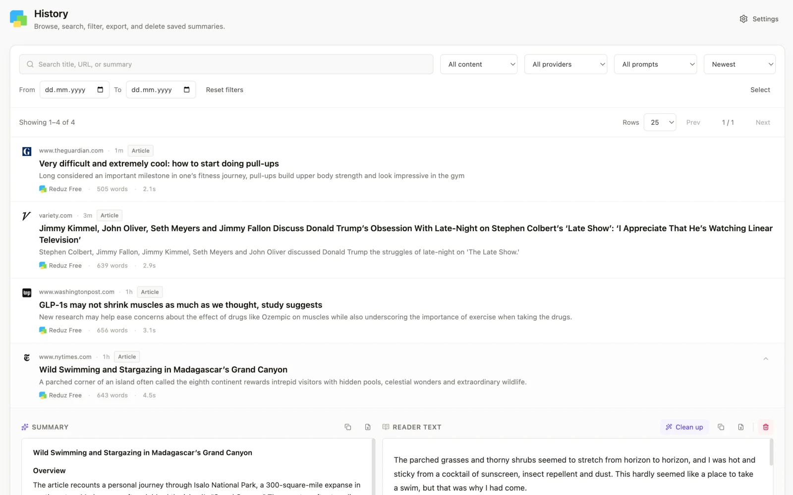 History & Search screenshot